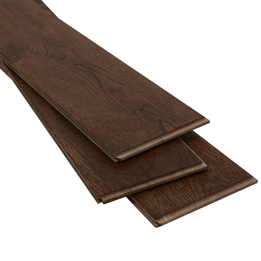 Skanor Natural Dark Brown Oak Solid wood flooring, Pack of 1, 1.8m²